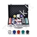 200 vnt. plastikinis pokerio žetonų rinkinys su lagaminu | Kompaktiškas žaidimų komplektas 6–7 žaidėjams | Kortos, kauliukai, mygtukai