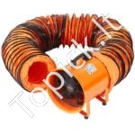 Pramoninis 300 W statybinis ventiliatorius su 10 m ortakiu – kompaktiškas ir efektyvus oro srautas