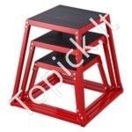 3 dalių raudonų plyometrinių šuolių dėžių rinkinys – 30,5 / 45,8 / 60,9 cm | Stabilios, neslystančios, treniruotėms namuose