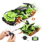2-in-1 STEM konstruktorius vaikams – RC sportinis automobilis ir kovos robotas su 461 dalimi