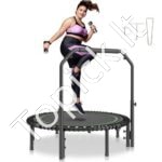 Mini fitneso trampolinas su rankena – 1027 mm, 150 kg talpa, sulankstomas dizainas