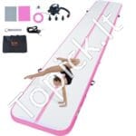 Pripučiamas gimnastikos kilimėlis su elektrine pompa – 598 x 101 x 10 cm (rožinis)