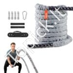 9,1 m treniruočių virvė jėgos ir ištvermės lavinimui | Sportinė „Battle Rope“ 38 mm – intensyviems pratimams namuose ar lauke