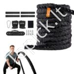 12,2 m ilgio treniruočių virvė | „Battle Rope“ su apsauginiu gaubtu – jėgos ir ištvermės treniruotėms