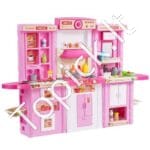 3-in-1 Vaikiška Rožinė Žaislinė Virtuvėlė su 74 Priedais | Kūrybinis Virtuvės, Kriauklės ir Parduotuvėlės Žaidimų Centras Mergaitėms ir Berniukams