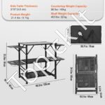 Sulankstomas stovyklavimo virtuvės stalas – aliuminis, su 2 lentynomis, 4 šoninėmis sienelėmis ir nešimo krepšiu - Image 7