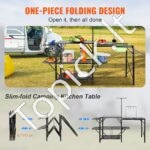 Sulankstomas stovyklavimo virtuvės stalas su plautuve – nešiojama gaminimo stotis su lentynomis ir stalviršiais - Image 3