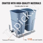 Dvigubas Ištraukiamas Šiukšlių Kibiras su Minkšto Užsidarymo Mechanizmu – 2 x 35L (70L), Pilkas - Image 2