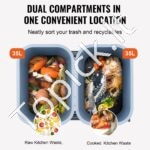 Dvigubas Ištraukiamas Šiukšlių Kibiras su Minkšto Užsidarymo Mechanizmu – 2 x 35L (70L), Pilkas - Image 3