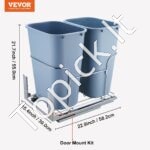 Dvigubas Ištraukiamas Šiukšlių Kibiras su Minkšto Užsidarymo Mechanizmu – 2 x 35L (70L), Pilkas - Image 5