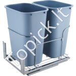 Dvigubas Ištraukiamas Šiukšlių Kibiras su Minkšto Užsidarymo Mechanizmu – 2 x 35L (70L), Pilkas - Image 10