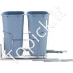 Dvigubas Ištraukiamas Šiukšlių Kibiras su Minkšto Užsidarymo Mechanizmu – 2 x 35L (70L), Pilkas - Image 11