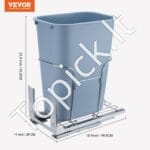 Ištraukiamas Šiukšlių Kibiras su Minkšto Užsidarymo Mechanizmu – 35L, Pilkas, Kompaktiškas ir Patogus - Image 6