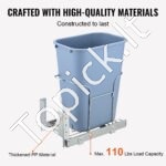 Ištraukiamas Virtuvinis Šiukšlių Kibiras su Bėgeliais – 35L, Pilkas, Su Patogia Rankena - Image 2