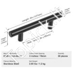 30 vnt. baldų rankenėlių rinkinys – 127 × 12 × 32 mm - Image 6