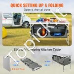 Nešiojama stovyklavimo virtuvė su spintele ir dėklu – sulankstoma lauko virtuvėlė su reguliuojamomis lentynomis - Image 2