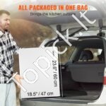 Nešiojama stovyklavimo virtuvė su spintele ir dėklu – sulankstoma lauko virtuvėlė su reguliuojamomis lentynomis - Image 5