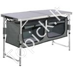 Nešiojama stovyklavimo virtuvė su spintele ir dėklu – sulankstoma lauko virtuvėlė su reguliuojamomis lentynomis - Image 9