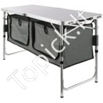 Nešiojama stovyklavimo virtuvė su spintele ir dėklu – sulankstoma lauko virtuvėlė su reguliuojamomis lentynomis - Image 8