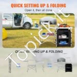 Sulankstomas stovyklavimo virtuvės stalas su spintele ir vėjui atspariu skydeliu – nešiojamas gaminimo sprendimas lauke - Image 2