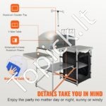 Sulankstomas stovyklavimo virtuvės stalas su spintele ir vėjui atspariu skydeliu – nešiojamas gaminimo sprendimas lauke - Image 4