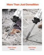 3500W elektrinis griovimo plaktukas su 60J smūgio jėga ir 2 kaltų rinkiniu – ekstremaliai galingas įrankis betono ardymui - Image 8