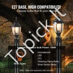 2 vnt. lauko stulpinių šviestuvų komplektas – 39 cm aukščio – E27 lizdas – modernus pasirinkimas kiemui ir sodui - Image 3