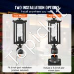 2 vnt. lauko stulpinių šviestuvų komplektas – 45 cm aukščio – E27 lizdas – modernus sprendimas takelių ir kiemo apšvietimui - Image 4