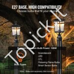 2 vnt. lauko stulpinių šviestuvų komplektas – 40 cm aukščio – E27 lizdas – elegantiškas sprendimas sodo ir takelių apšvietimui - Image 3