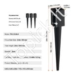 4 vnt. žemės smaigai – 113 x 113 x 610 mm, metaliniai, juodi, stulpų montavimui - Image 10