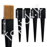 4 vnt. žemės smaigai – 113 x 113 x 610 mm, metaliniai, juodi, stulpų montavimui - Image 11