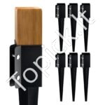 6 vnt. žemės smaigai – 113 x 113 x 610 mm, metaliniai, juodi, tvoros stulpams (6 poros) - Image 10