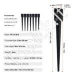 8 vnt. žemės smaigai – 113 x 113 x 914 mm, tvirti metaliniai kuolai tvoros stulpams, juodi - Image 10