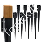 8 vnt. žemės smaigai – 113 x 113 x 914 mm, tvirti metaliniai kuolai tvoros stulpams, juodi - Image 11