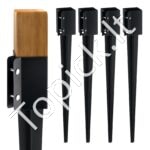 4 vnt. žemės smaigai – 113 x 113 x 914 mm, metaliniai, juodi, tvoros stulpams - Image 11