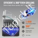 Hot Dog Grilis su 7 Kaitinimo Volais – 1400W, Nerūdijančio Plieno, Komercinis Kepimo Įrenginys - Image 4