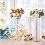 2 vnt. Aukšti Metaliniai Augalų Stovai – 90 cm, Aukso Spalvos, Moderniam Interjerui ir Dekorui - Image 7