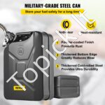 Juodas metalinis degalų kanistras 20 L – Su lanksčiu piltuvu, tinka automobiliams ir technikai - Image 2