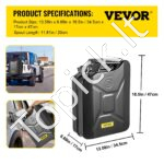 Juodas metalinis degalų kanistras 20 L – Su lanksčiu piltuvu, tinka automobiliams ir technikai - Image 6