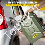 Žalias metalinis degalų kanistras 20 L – Su lanksčiu piltuvu, tinka automobiliams ir technikai - Image 2