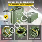 Žalias metalinis degalų kanistras 20 L – Su lanksčiu piltuvu, tinka automobiliams ir technikai - Image 4