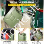 Žalias metalinis degalų kanistras 20 L – Su lanksčiu piltuvu, tinka automobiliams ir technikai - Image 6