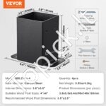 4 vnt. medinių stulpų laikikliai – 101,6 × 101,6 mm, cinkuoti, montavimui ant betono ar medžio - Image 7