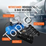 190 W Oro signalų rinkinys su 4 trompetėmis | 12 V | 6L bakas | 150 dB | Kompresorius su manometru - Image 3