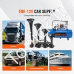 190 W Oro signalų rinkinys su 4 trompetėmis | 12 V | 6L bakas | 150 dB | Kompresorius su manometru - Image 5