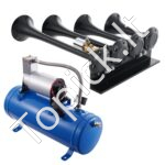 190 W Oro signalų rinkinys su 4 trompetėmis | 12 V | 6L bakas | 150 dB | Kompresorius su manometru - Image 9