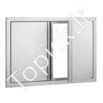 Lauko virtuvės dvigubos durys 710 x 482 mm | Nerūdijančio plieno įleidžiamos durys su paslėptais vyriais - Image 8