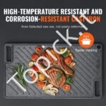 Dvipusė ketaus grilio plokštė – 24,6 × 42,4 cm lygi ir grublėta pusė, tinkama kepsninėms, viryklėms ir orkaitėms - Image 2