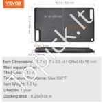 Dvipusė ketaus grilio plokštė – 24,6 × 42,4 cm lygi ir grublėta pusė, tinkama kepsninėms, viryklėms ir orkaitėms - Image 6