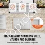 Lauko virtuvės dvigubos durys 711 x 482 mm | Nerūdijančio plieno įleidžiamos durys su ergonomiškomis rankenomis - Image 2